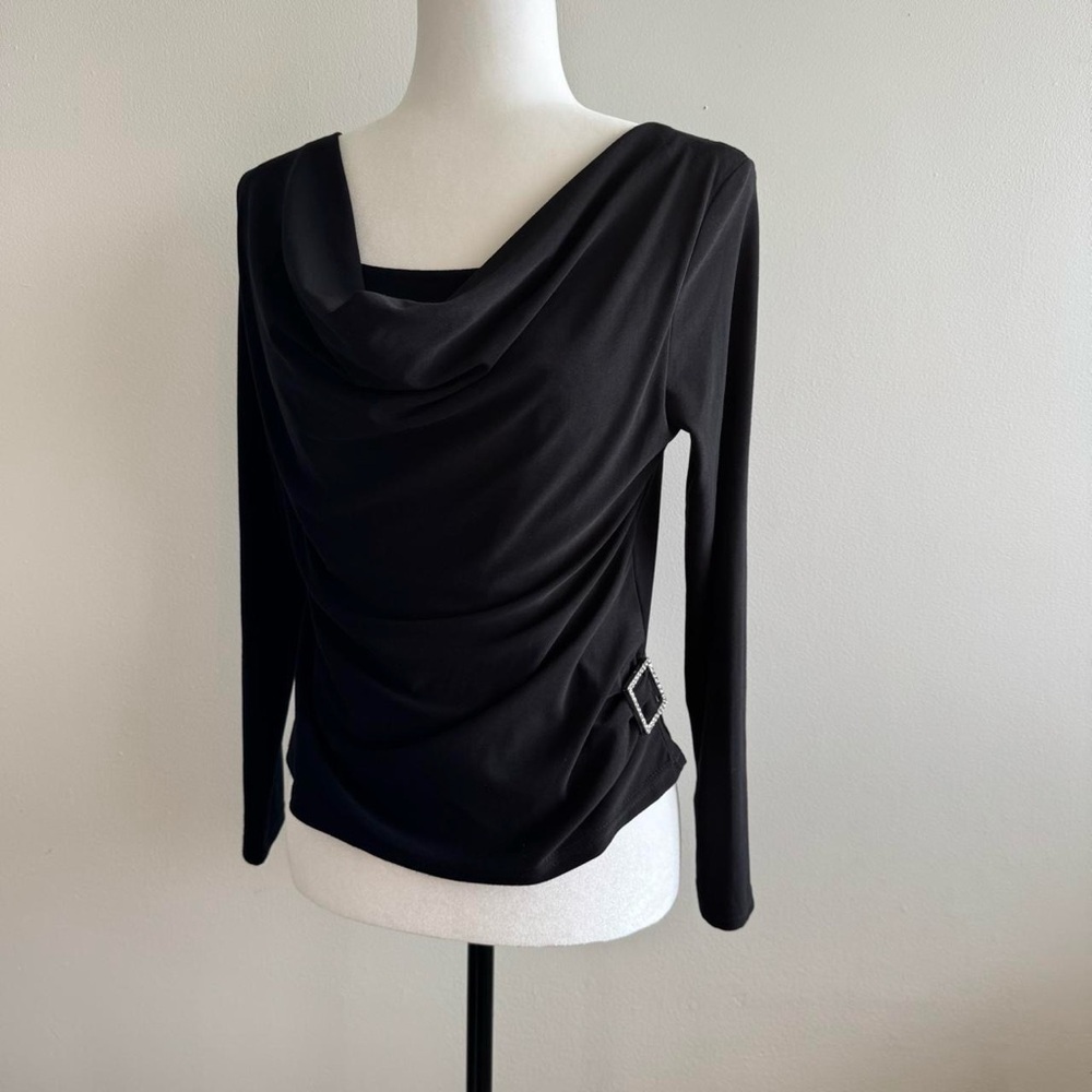 Y2K 90s Black Cowl Neck Top